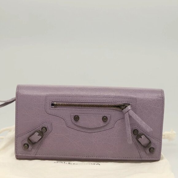 BALENCIAGA Classic Continental Zip Wallet Leather Purple - Picture 1 of 15